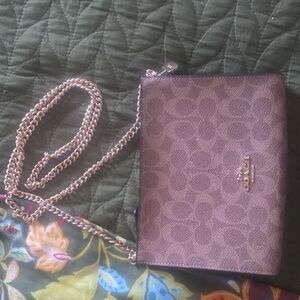 Coach Tan Crossbody Bag with Chain Strap